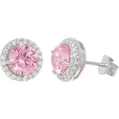 Trendor 21318-09 Damen-Ohrringe 925 Silber Zirkonia-Ohrstecker Pink