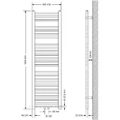 LuxeBath Badheizkörper 400x1500mm Schwarz Gerade + Ventil Eckform