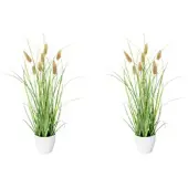 Creativ Green Kunstgras "Grasbusch Lagurus", grün, H:40cm Ø:12cm, Kunststoff, Kunstpflanzen, Kunstgras