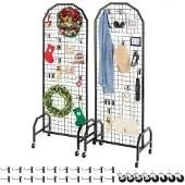 Vevor Gitterwandpaneele Gitterwand 60 x 164 cm 2 Stk. rollbarer Präsentationsständer mit 20 Haken