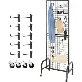 Vevor Gitterwandpaneele Gitterwand 60 x 164 cm 1 Stk. rollbarer Präsentationsständer mit 10 Haken