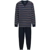 Tom Tailor Schlafanzug »Rhodos« Langarm, Rundhalsausschnitt, gestreift, basic, Baumwolle, Gr. 48S, braun-dunkel-Ringel, , 69675668-48
