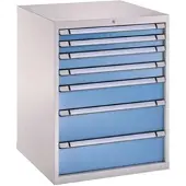 Thur-Metall Schubladenschrank, einbahnig, 7 Schübe blau, 80.5x100x69.5 cm
