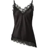 Pieces Pcnomi Satin Spitzen Trägertop | Schwarz | XS