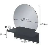 Vicco Badezimmerspiegel Elyra Schwarz 40 x 47.5 cm mit Ablage, Model 58384
