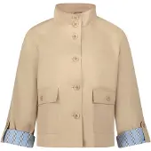 Cartoon A-Linien Jacke mit Stehkragen, Raglanärmeln und Knopfleiste, Humus, Gr. 44, 60 cm Länge