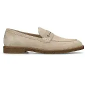 Manfield Beigefarbene Veloursleder-Loafer | Größe 43