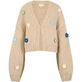 Apricot Strickcape "Strickjacke" mit Gänseblümchen-Applikation