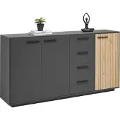 Momax Sideboard Lukas Anthrazit/Schwarz/Eichefarben