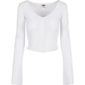 Urban Classics Damen Ripp-Crop-Top Cardigan weiß L