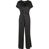 Urban Classics TB5072 - Ladies Satin Wide Leg Belt Jumpsuit black M