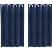 vidaXL Verdunkelungsvorhänge 2 pcs Dunkelblau 140 x 140 cm Samt