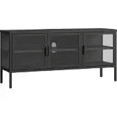 En.casa Vitrinen-Sideboard Borshavisa Stahl 3-türig 55x118x35 cm Schwarz