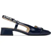 Caprice Sling-Pump aus Leder mit Blockabsatz, eckiger Vorderkappe und Loafer-Elementen