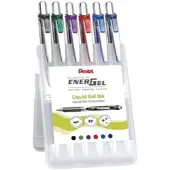 Pentel 7-tlg. Aktions-Set Gel-Tintenroller »EnerGel BL 77« mit gratis Federmäppchen silber