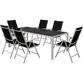 Mojawo 7tlg Gartengarnitur Gartenmöbel Polywood Tisch 180x90cm 6x Hochlehner