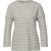 Street One 3/4-Arm-Shirt mit gestreiften Strick-Look und U-Boot-Ausschnitt