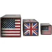 Bhp Boxenset 3-teilig Flaggen USA GB Boxen Aufbewahrung Spannverschluss stapelbar B990096