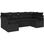 vidaXL Gartensofa-set 6 stk. Schwarz Poly-Rattan