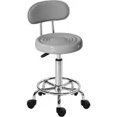 HOMCOM ROLLHOCKER höhenverstellbar Drehhocker Drehbar Salon Hocker mit Lehne, Rädern
