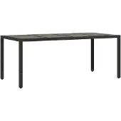 vidaXL Gartentisch mit Glasplatte Schwarz 190x90x75 cm Poly Rattan