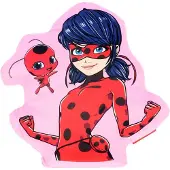 Aymax Miraculous Geschichten von Ladybug und Cat Noir Formkissen, Dekokissen 29x28 cm