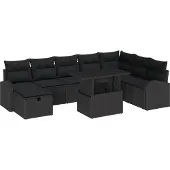 vidaXL Gartensofa-set 9 stk. Schwarz Poly-Rattan