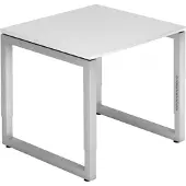 Hjh OFFICE PRO REGO 8 S - 80 x 80 höhenverstellbar Weiß/Silber