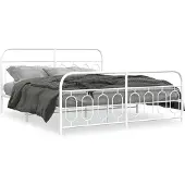 vidaXL Bettgestell mit Kopf- und Fußteil Metall Weiß 183x213 cm