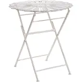 Beliani Balkontisch Cremeweiß Eisen ø 70 cm Rund Antik-Optik Pfauen-Design Französisch Romantisch Verschnörkelt für 2 Personen Garten Outdoor Terrasse