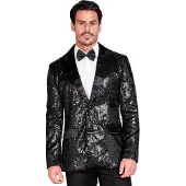 Widmann PARTY FASHION JACKETT (Pailletten Jackett mit Satinkragen und -taschen schwarz), XXL