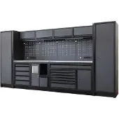 HBM modulares Werkstattsystem extra tief, 14-teilig, schwarz/grau