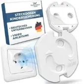 Hoffenbach Steckdosenschutz Kindersicherung, weiß, mit Drehmechanik, zum Kleben, 30 Stück