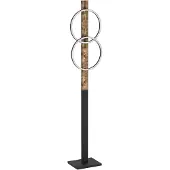 Eglo LED Stehlampe Boyal, 2-flammige Eck Standleuchte, rustikale Stehleuchte aus geflammtem Holz und Metall, Lampe Wohnzimmer warmweiß, 150 cm
