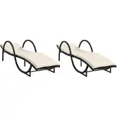 vidaXL Sonnenliegen 2 Stk. mit Auflagen Schwarz Poly Rattan