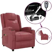 vidaXL Massagesessel Elektrisch Weinrot Kunstleder