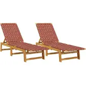 vidaXL Sonnenliegen 2 Stk. Rot Massivholz Akazie und Stoff