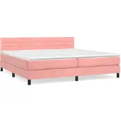 Syfax Boxspringbett mit Matratze Rosa 200x200 cm Samt