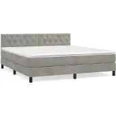 Syfax Boxspringbett mit Matratze Hellgrau 160x200 cm Samt