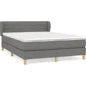 Syfax Boxspringbett mit Matratze Dunkelgrau 140x190 cm Stoff