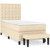vidaXL Boxspringbett mit Matratze Creme 80x200 cm Stoff