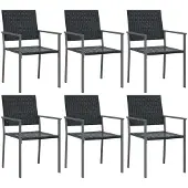 vidaXL Gartenstühle 6 Stk. Schwarz 54x62,5x89 cm Poly Rattan