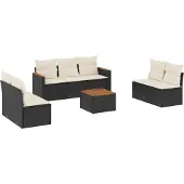 vidaXL 8-tlg. Garten-Sofagarnitur mit Kissen Schwarz Poly Rattan