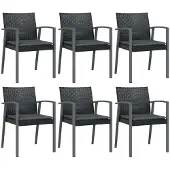 vidaXL Gartenstühle mit Kissen 6 Stk. Schwarz 56,5x57x83cm Poly Rattan