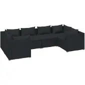 vidaXL 6-tlg. Garten-Lounge-Set mit Kissen Poly Rattan Schwarz