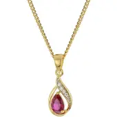 Trendor 21187 Damen-Anhänger Gold 333 synthetischer Rubin an vergoldeter Kette