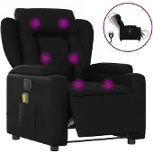 Syfax Massagesessel Elektrisch Schwarz Kunstleder