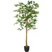 Creativ Green künstliche Pflanze Ficus Benjamina im Kunststofftopf mit Erde, 150cm, UV-beständiger