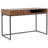 Bizzotto Schreibtisch Tadita aus Mangoholz, modernes Design, braun, 120 cm, Metallgestell, mit Schublade