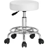 Casaria Rollhocker Kunstleder Weiß 360° drehbar Fußablage